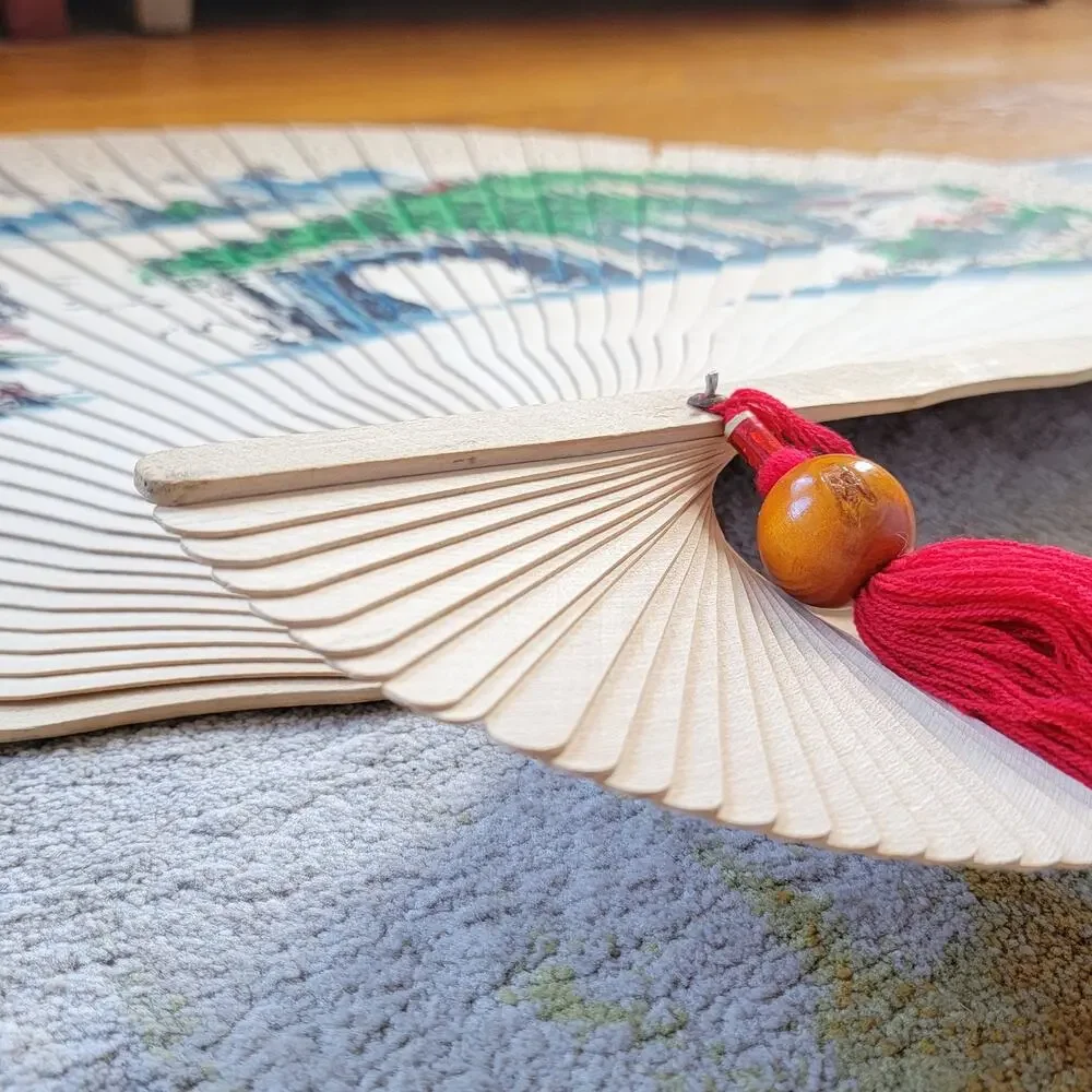 Vintage Painted Giant Wooden Fan